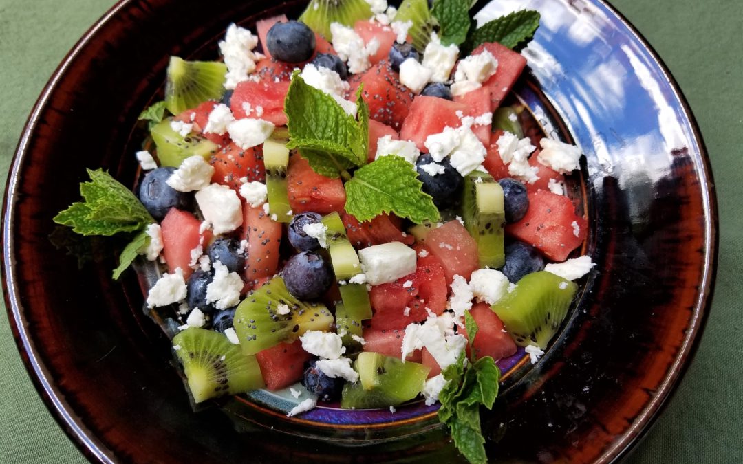 Watermelon Salad with Berry Balsamic Poppy Seed Vinaigrette