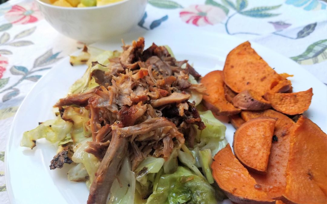 Kalua Pork with Roasted Cabbage and Sweet Potatoes