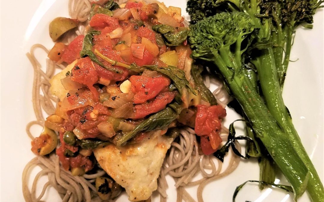Fish with Tomatoes, Capers and Greens