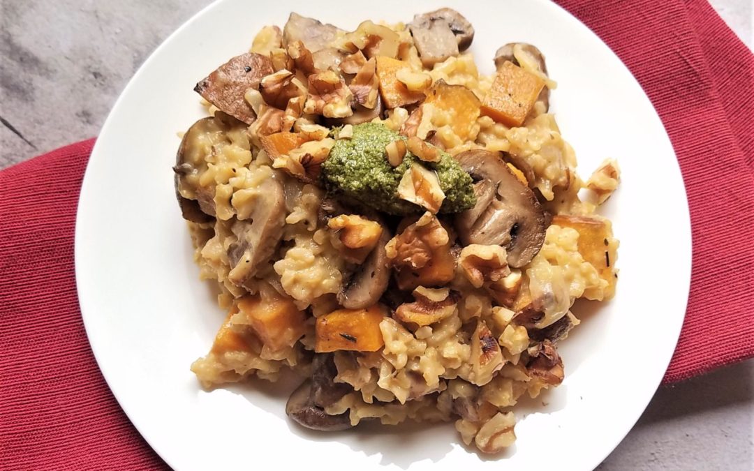 Baked Rice with Mushrooms and Sweet Potatoes