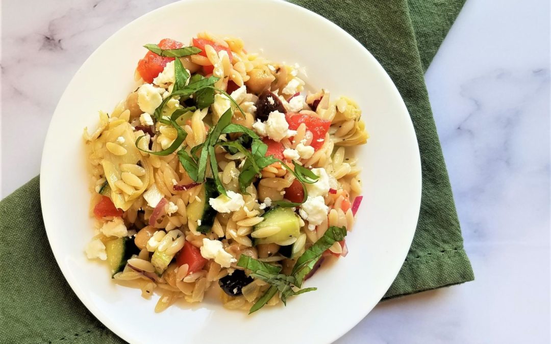 Greek Orzo Salad with Chickpeas