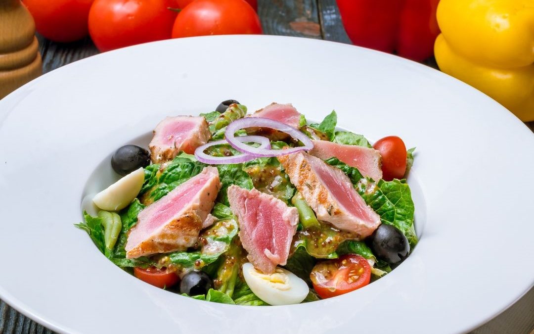 Seared Tuna Nicoise-Style Salad with Shallot-Caper Vinaigrette